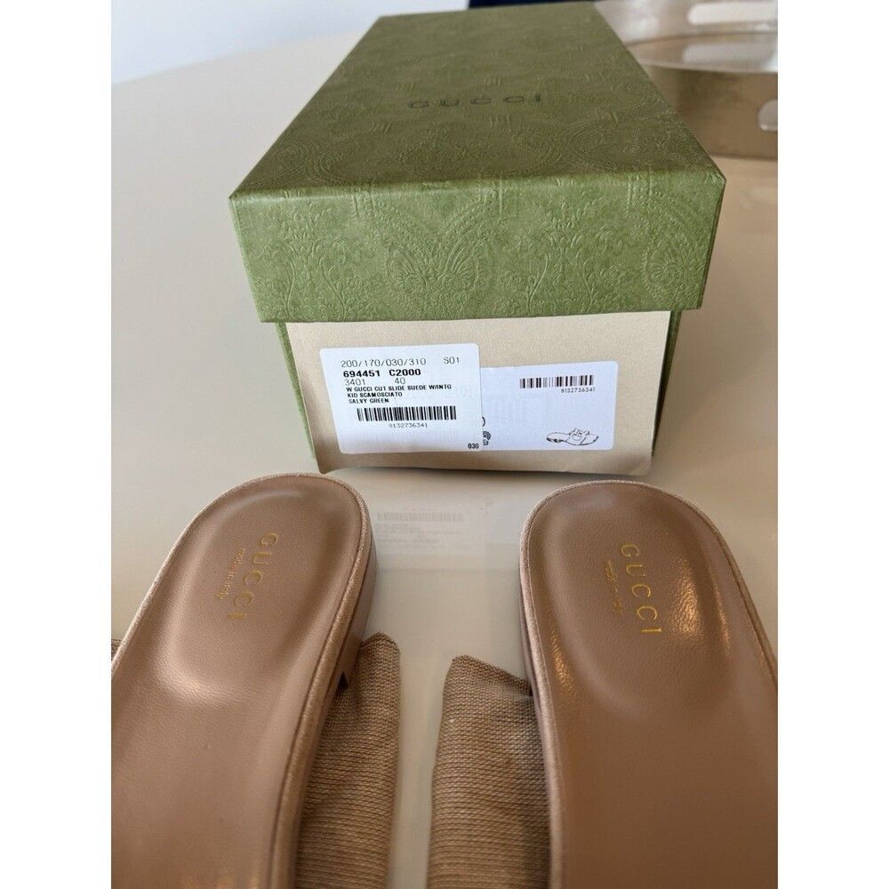 Gucci Women's Salvy Green Interlocking G Cut Out Sandals Size EU 40 Authentic - Picture 9 of 12
